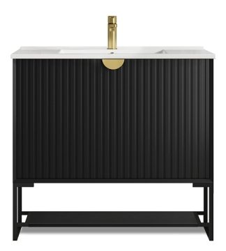 Marlo Wave Matte Black 900 Free Standing Vanity