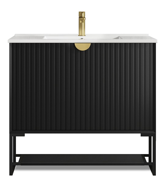 Marlo Wave Matte Black 900 Free Standing Vanity