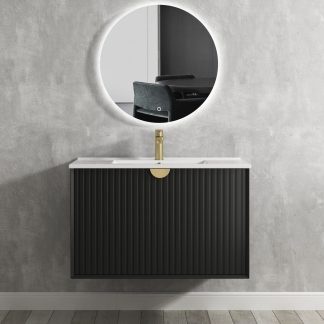 Marlo Wave Matte Black 900 Wall Hung Vanity
