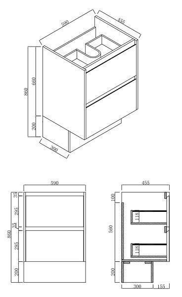Malibu PVC 600 Vanity Finger Pull - Free Standing - Image 3