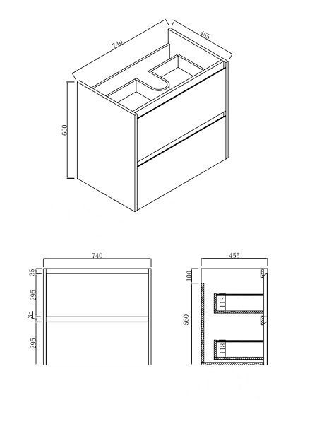 Malibu PVC 750 Vanity Finger Pull Wall Hung - Image 7