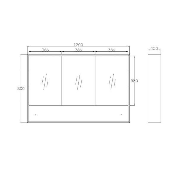 Marlo Matte Black 1200mm Shaving Cabinet - Image 3