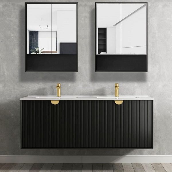 Marlo Matte Black 600mm Shaving Cabinet - Image 2