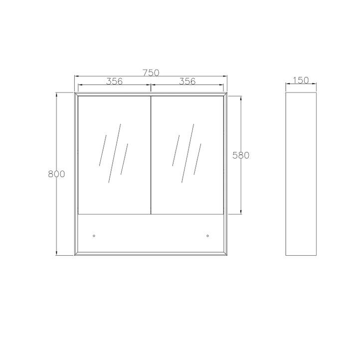 Marlo Matte Black 750mm Shaving Cabinet - Image 3