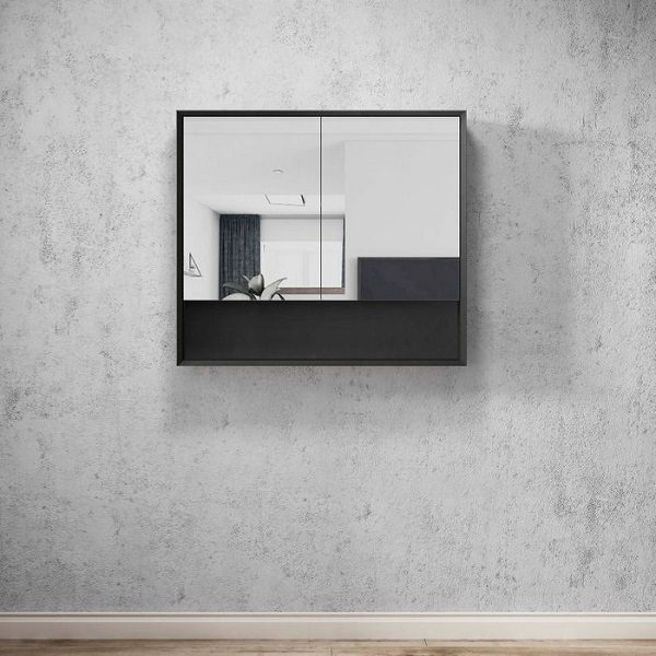 Marlo Matte Black 900mm Shaving Cabinet - Image 2