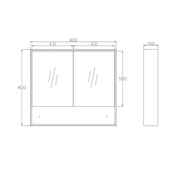 Marlo Matte Black 900mm Shaving Cabinet - Image 3