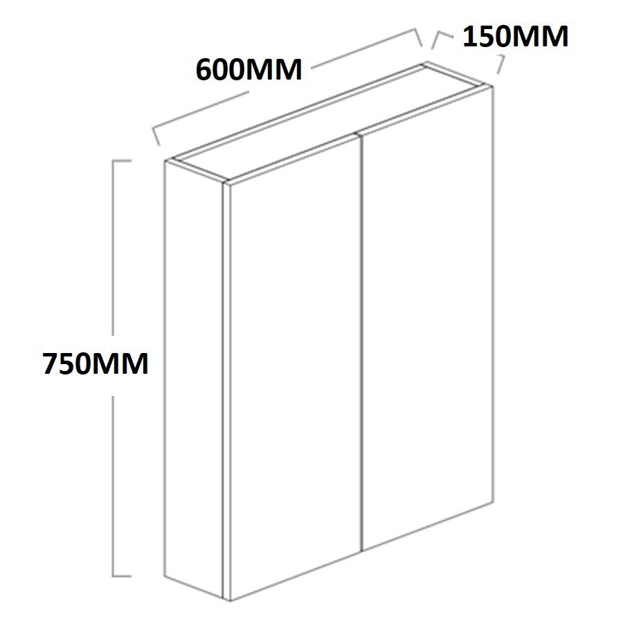 PVC Shaving Mirror Cabinet 600 Pencil Edge - Image 2