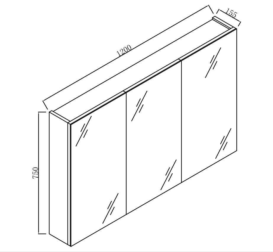PVC Shaving Mirror Cabinet 1200 Pencil Edge - Image 4