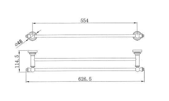 Medoc Double Towel Rail 600mm Brushed Bronze - Image 2