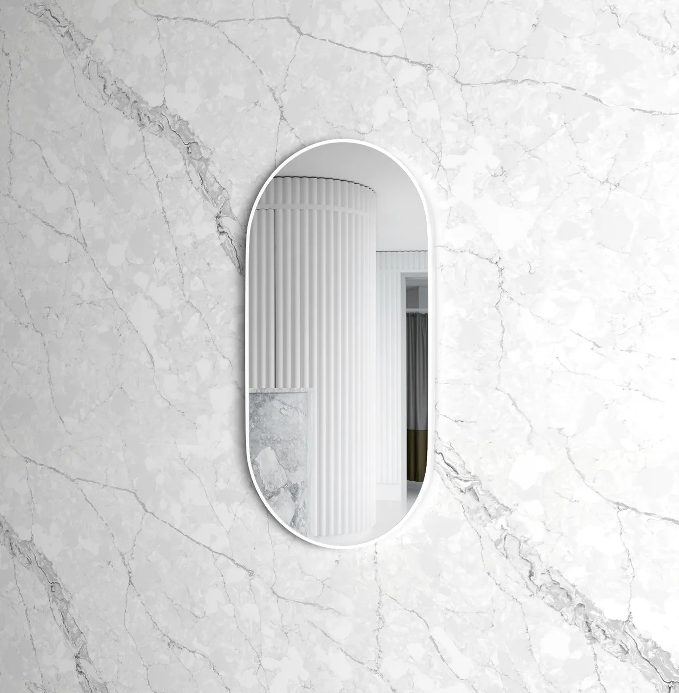 Noosa Matte White Framed Tuffi Mirror - Image 2