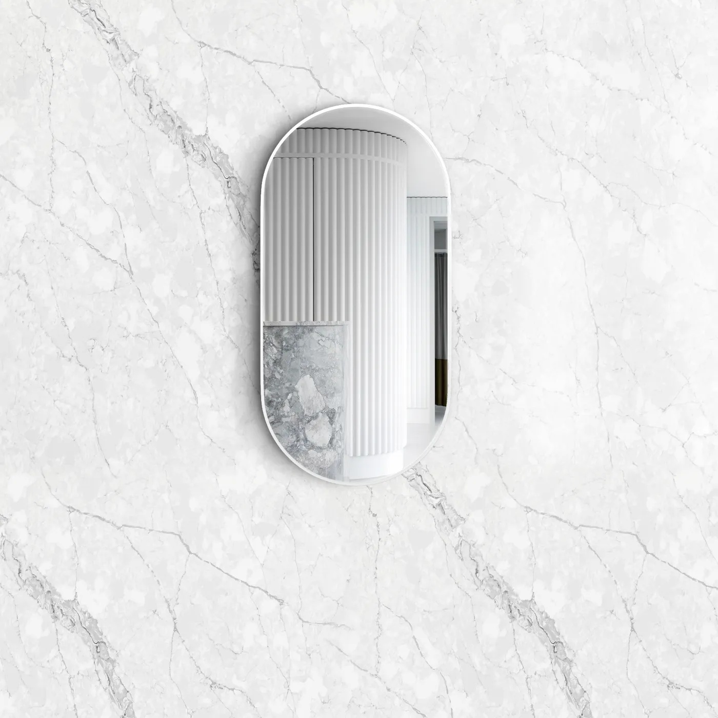 Noosa Matte White Framed Tuffi Mirror