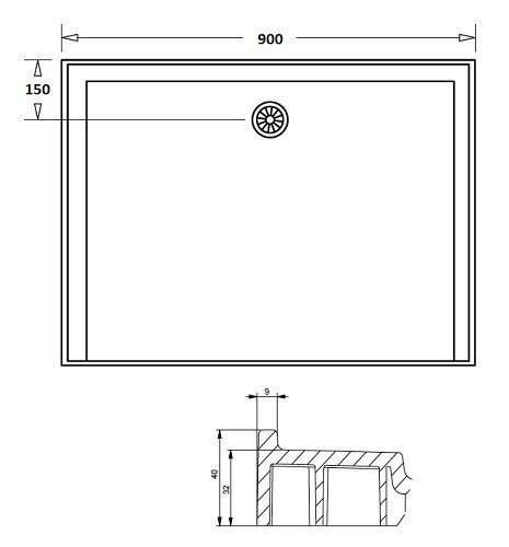 Flinders SMC Shower Base 900 x 900 Rear Waste - Image 2