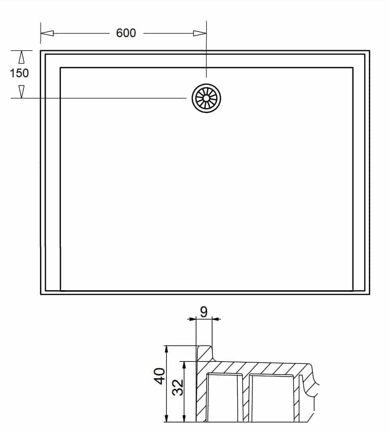 Flinders SMC Shower Base 1200 x 900 Rear Waste - Image 2