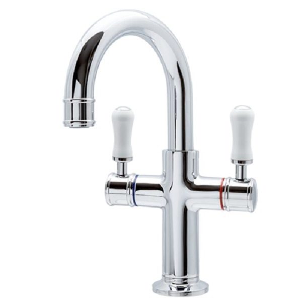 Sylva Twinner Basin Mixer Chrome-White