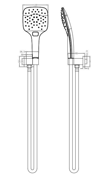 Nero Hand Shower On Bracket Chrome - Image 2