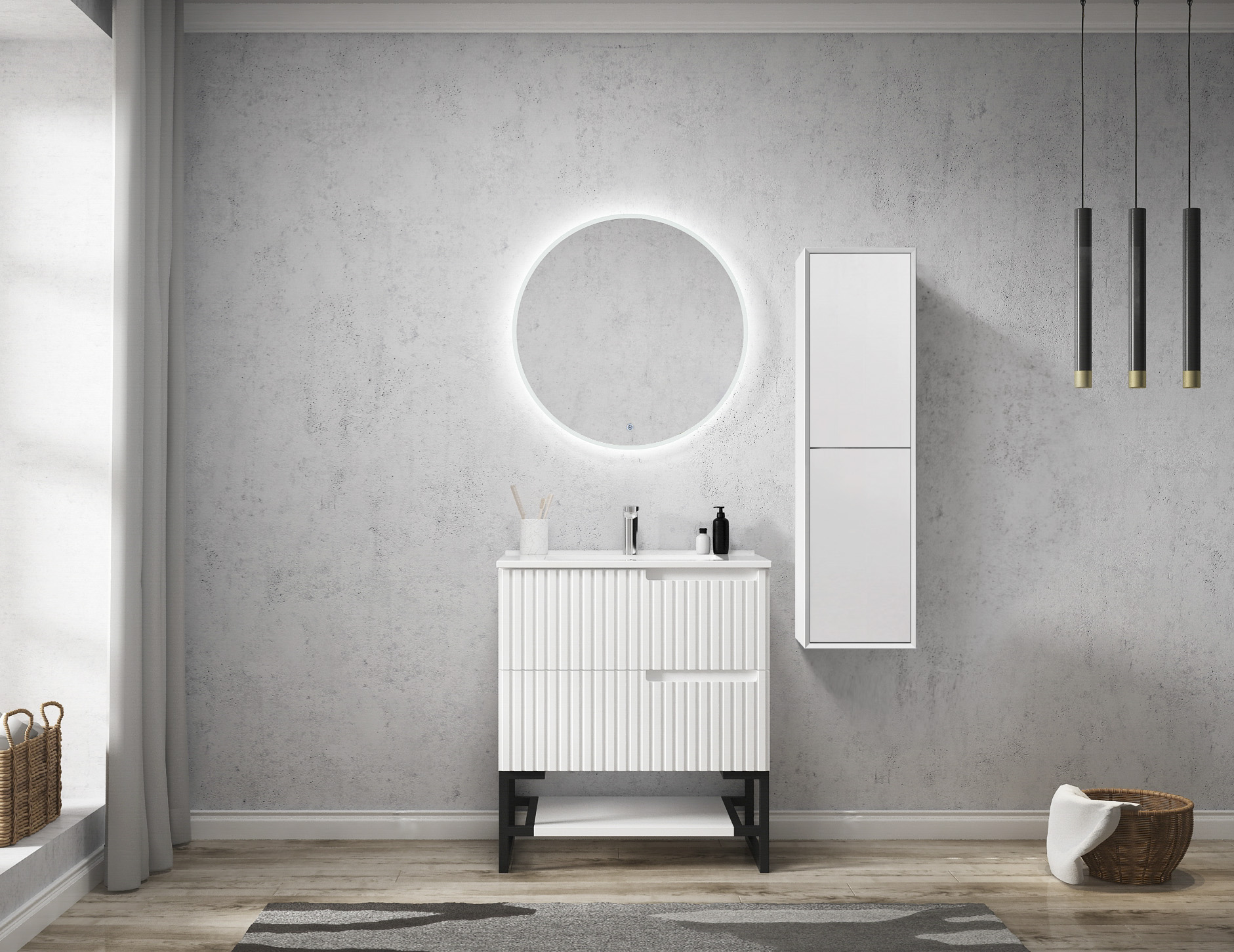 Noosa Tall Boy Matte White Wall Hung - Image 2