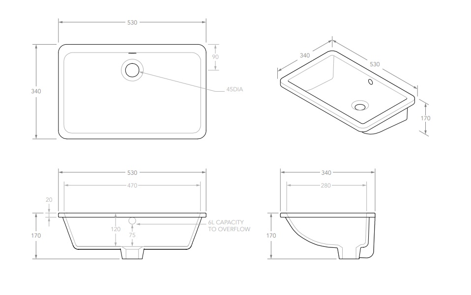 Nesa Ceramic Under Counter Basin Gloss White - Image 3