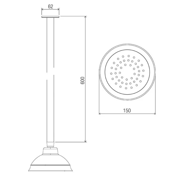 Paddington Vertical 600mm Arm Shower Chrome - Image 2