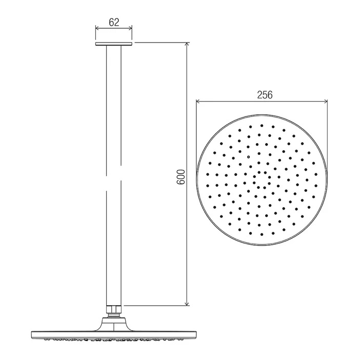 Cosmic 600mm Ceiling Shower Brushed Nickel - Image 2