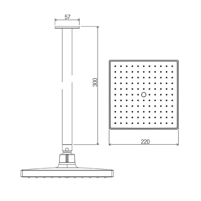 Quewb 300mm Ceiling Shower Chrome - Image 2