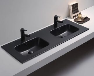 Olivia 1200mm Ceramic Top Double Bowl Matte Black