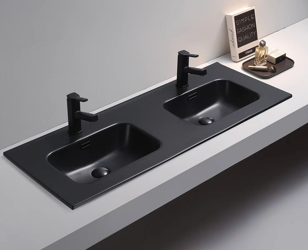 Olivia 1200mm Ceramic Top Double Bowl Matte Black