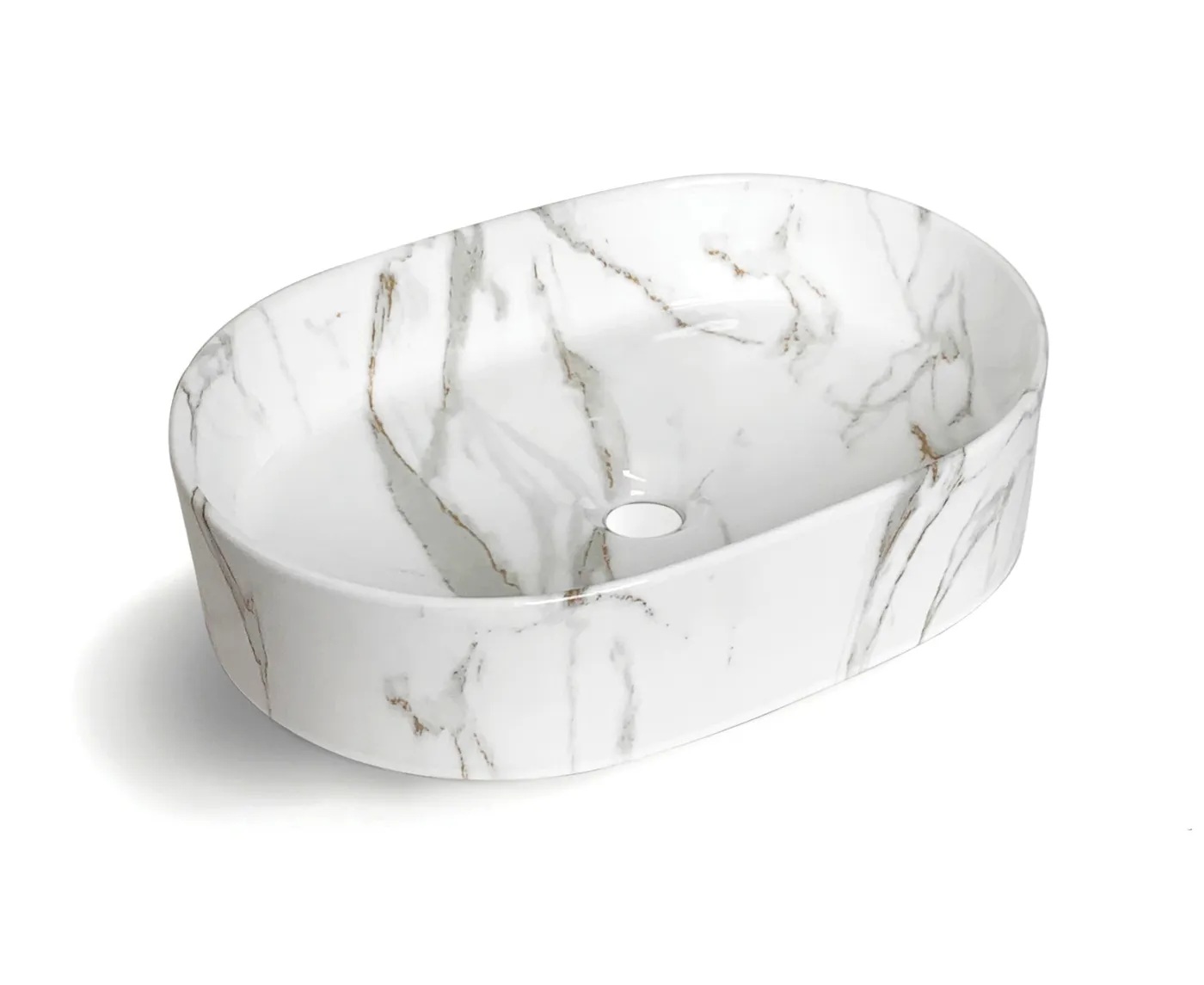 Quay Oval Above Counter Basin Gloss Carrara