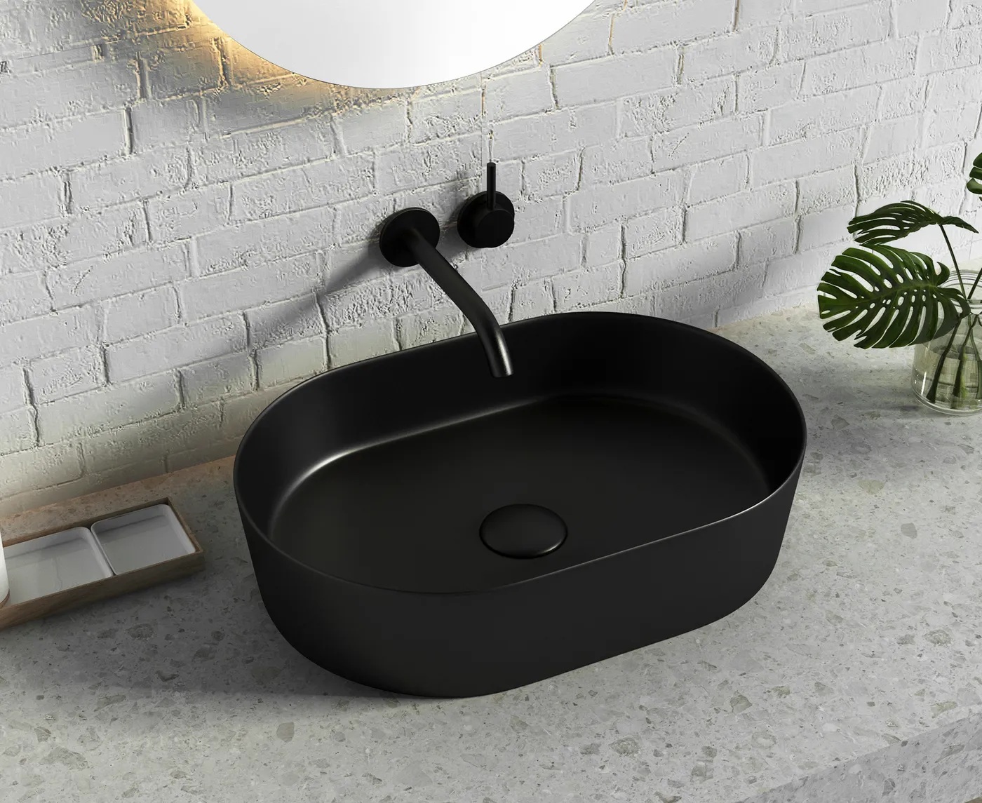 Quay Oval Above Counter Basin Matte Black - Image 2