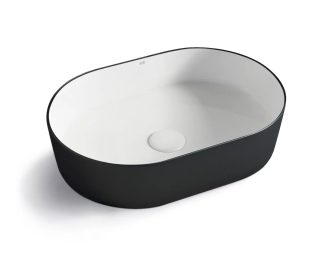 Quay Oval Above Counter Basin Matte Black & Gloss White