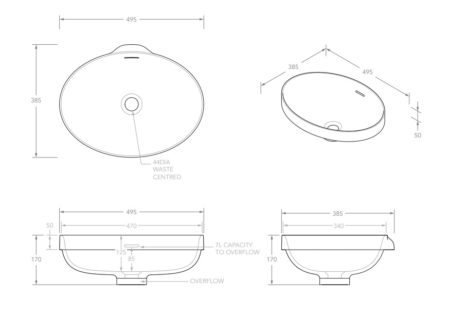 Ozera Solid Surface Semi Inset Basin Gloss White - Image 4