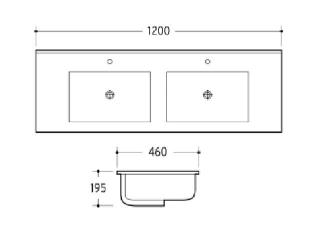 Ceramic Vanity Top White 1200mm Double Bowl - Image 2