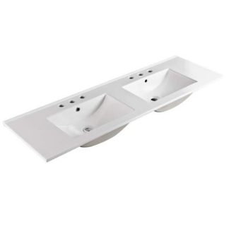 Ceramic 1500mm Vanity Top Double Bowl 3 Tap Holes White