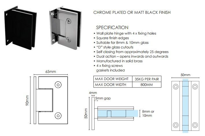 Purity Wall To Glass Hinge Chrome - Image 3
