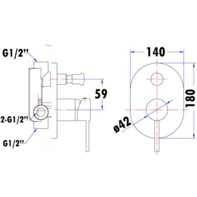 Otus Wall Diverter Mixer Chrome - Image 2