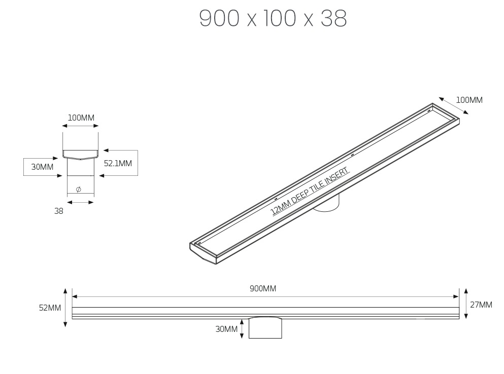 Radiant Tile Insert Floor Grate 900mm (38/50) - Image 5