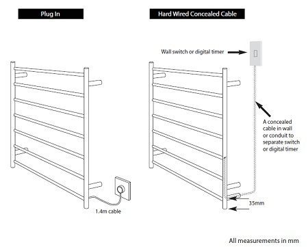 RTR01 Round Heated Towel Ladder 600 x 800 S/Steel - Image 4