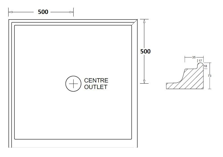 Polymarble Shower Tray Square 1000 x 1000 x 73mm - Image 2