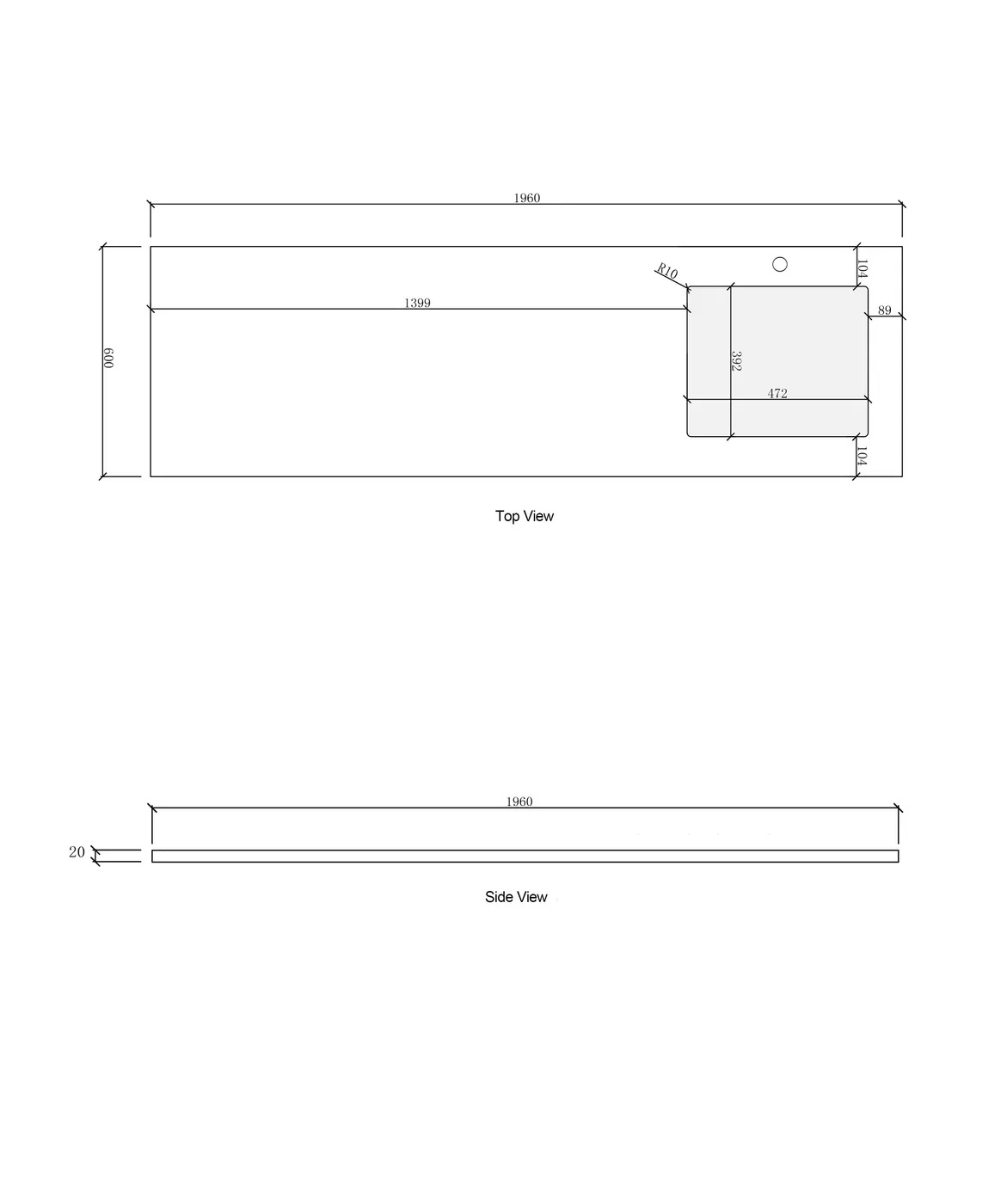 Natural Carrara White Marble Stone Top 1960mm - Image 3