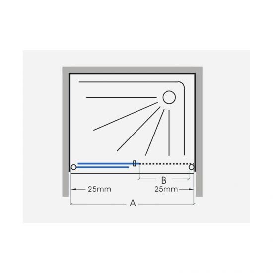 Samford Semi Frameless Sliding Door Shower Silver 920 - 1000mm - Image 3