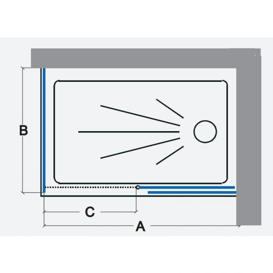 Samford Semi Frameless Sliding Door Shower Silver 920 - 1000mm - Image 9