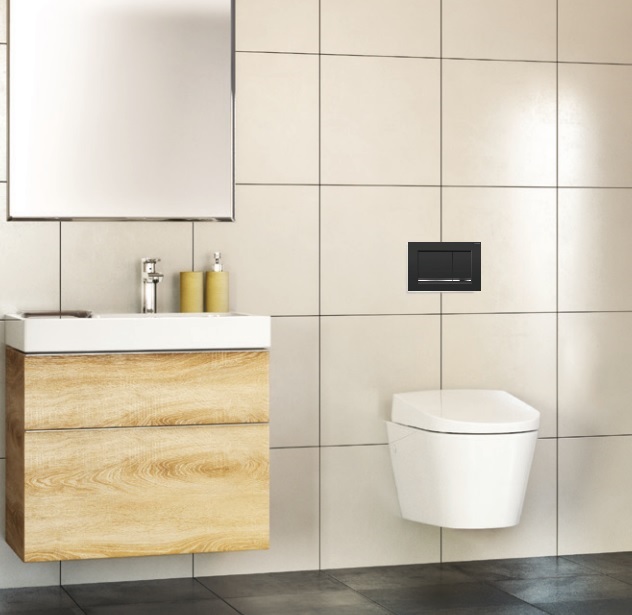 Sigma 30 Dual Flush Square Black With Chrome Trim - Image 3