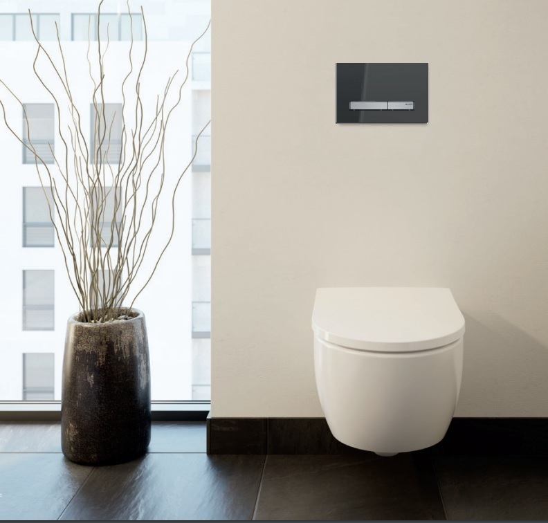 Sigma 50 Dual Flush Smoke Reflective Glass With Brushed Chrome Button - Image 3