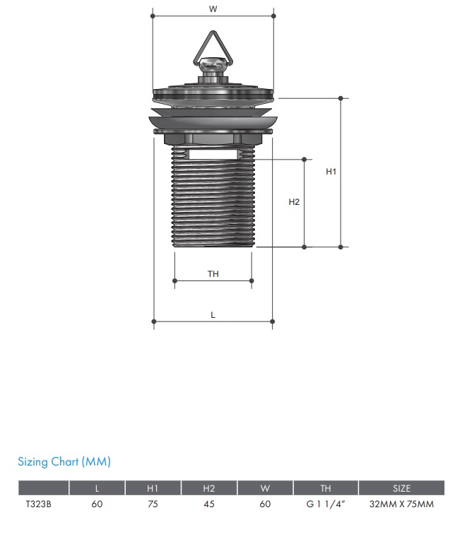 Basin Plug and Waste 32mm Chrome - Image 2