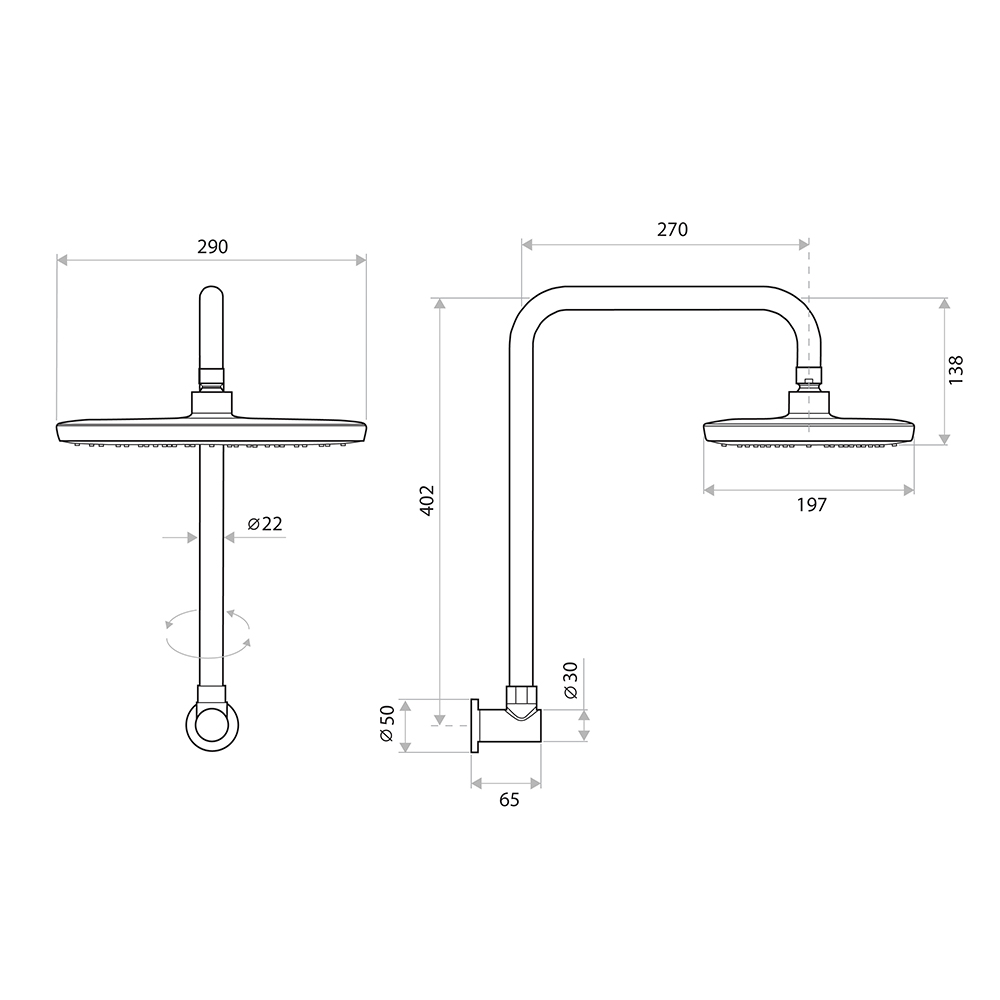 Huntingwood Gooseneck Fixed Shower Chrome - Image 3