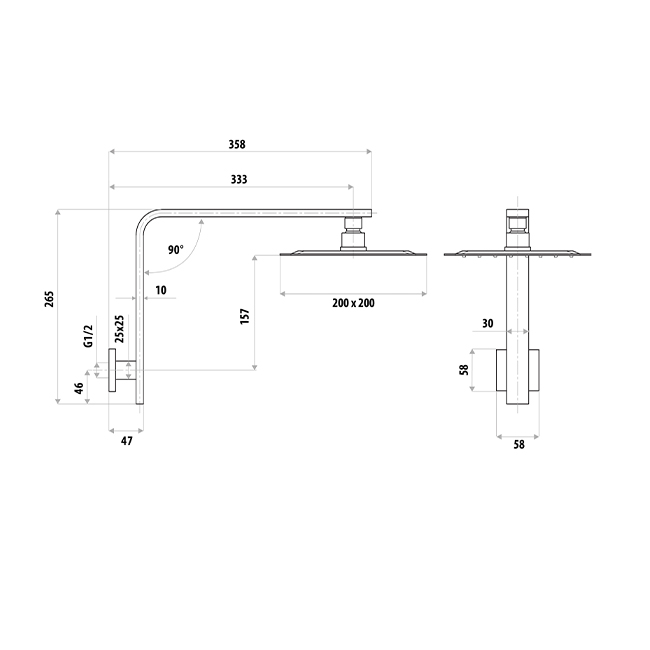 Liberty Gooseneck Fixed Shower Chrome - Image 2