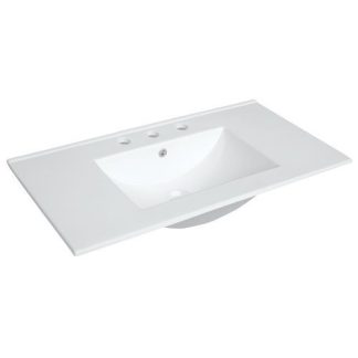 Ceramic Vanity Top White 900mm 3 Tap Holes