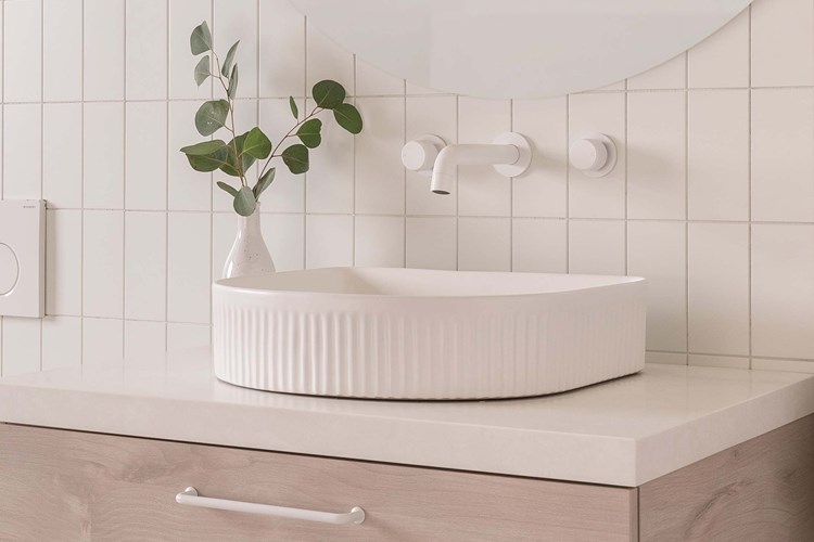Arch Fluted Above Counter Ceramic Basin Gloss White - Image 4