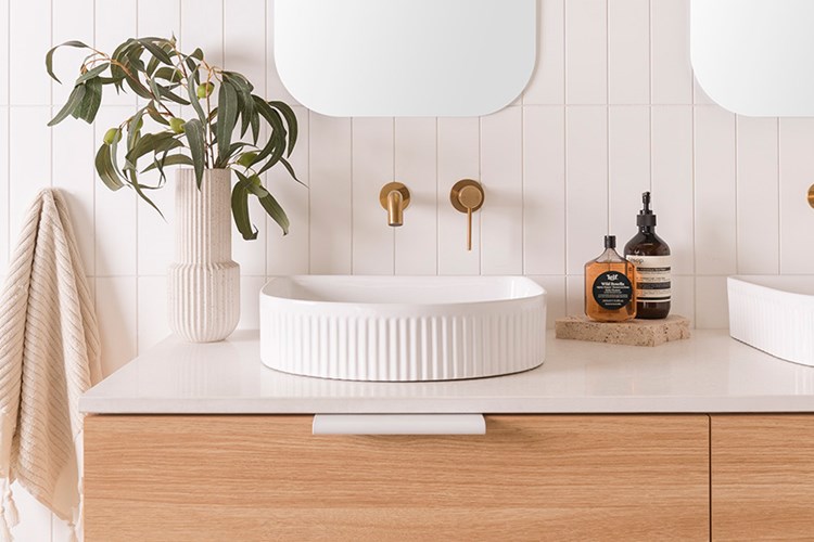 Arch Fluted Above Counter Ceramic Basin Gloss White - Image 5