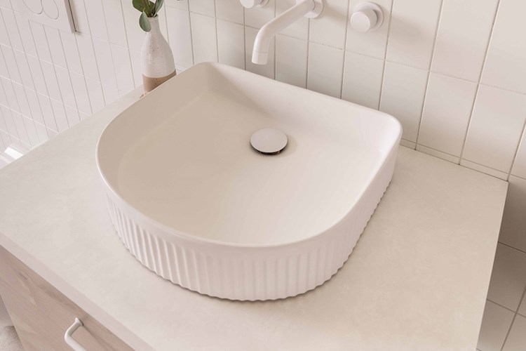 Arch Fluted Above Counter Ceramic Basin Matte White - Image 3