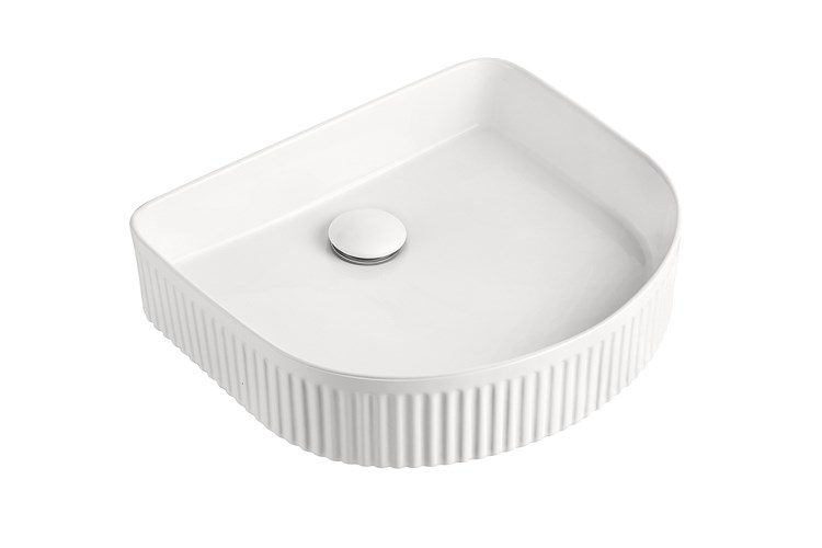 Arch Fluted Above Counter Ceramic Basin Matte White - Image 7